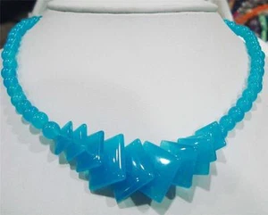 Natural 6-20mm Brazil Blue Aquamarine Gemstone Diamond Pendant Necklace 18'' - Picture 1 of 1