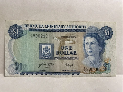 BERMUDA 1976 $1 Dollar Bank Note Cover