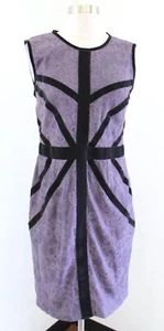 Erin Fetherston Purple Lace Black Velvet Trimmed Sheath Dress Cocktail Size 8 - Picture 1 of 8