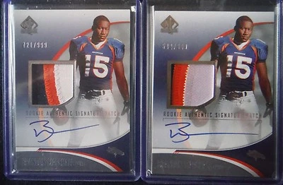 2006 SP Authentic AUTO PATCH Rookie x2 * BRANDON MARSHALL * RC /999 Denver 06 UD - Image 1 of 4