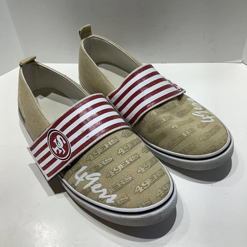 San Francisco 49rs Womens Size 8M Licensed Slip On Adjustable Sneakers Shoes Exc Cover