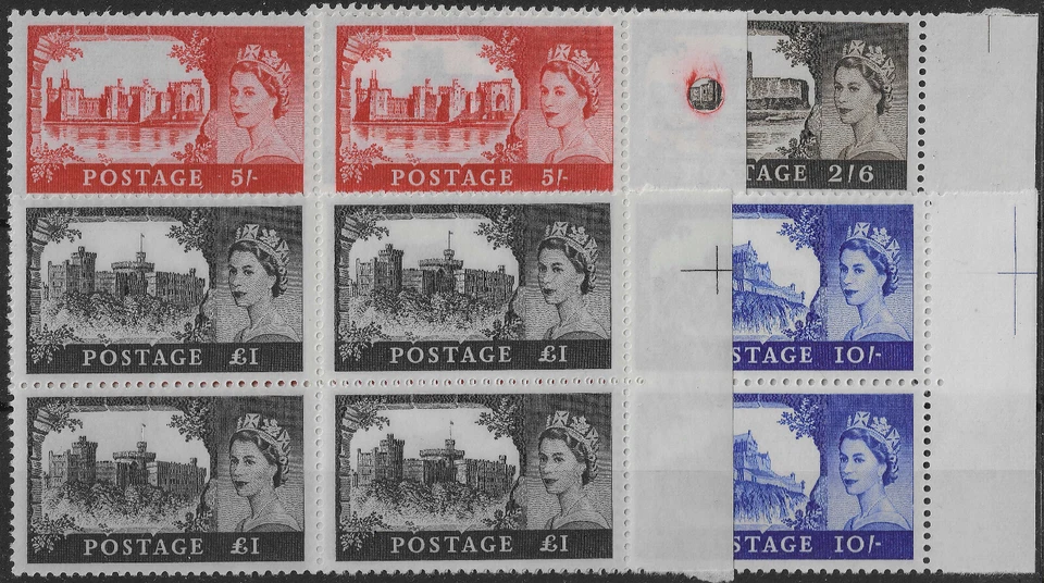 QEII 1967-1968 Castle Definitives SG759-SG762 in Marginal Blocks of 4. VF MNH**. - Image 1 of 1