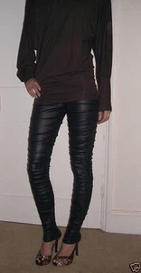 Ankle Length Leggings RATS fashion Ruched Wet Look Black Size 20 22 24 Plus XL - Picture 1 of 2