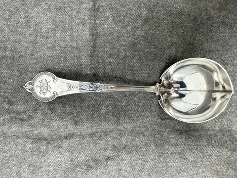 Comstock Gravy Ladle Vanderslice Sterling Silver Pat 1874 Monogram Cover