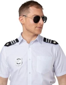 NEW 3pc Police Accessory Set Epaulettes, Shades & Badge Cop Officer Fancy Dress - Picture 1 of 1