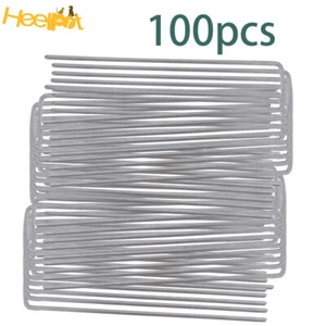 100 Stück stabile Landschaft Heftklammern Gartenpfähle verzinkt Sod Heftklammern 6 Zoll - Bild 1 von 7