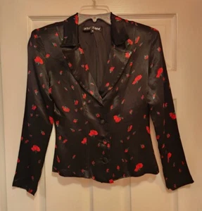 Blazer floral satinado vintage Betsey Johnson S - Imagen 1 de 12