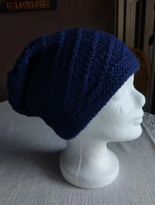 Beanie, Woll-Mütze, Strickmütze, Alpaka, Handarbeit, handgestrickt, marine blau - Bild 1 von 3