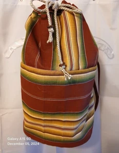 New Southwestern Cowgirl Bucket Tote Sling Bag Sarape Stripe Burgundy Olive Tan - Picture 1 of 9