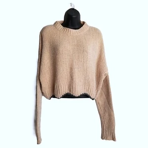 Zara Metallic Thread Knit Sweater Sz M Pink Beige Cropped Sparkle Y2K Soft Girl - Picture 1 of 9