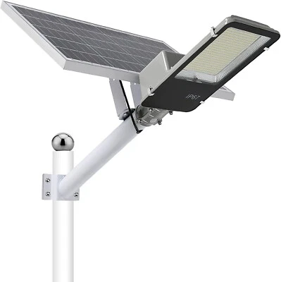 1500W LED Solar Street Light Super Bright Dusk-to-Dawn Road Lamp+Pole+Remote - Image 1 of 4