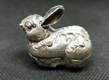 Antique Silver Rabbit Trinket Box Asian (Cambodian) 900 Silver c1920