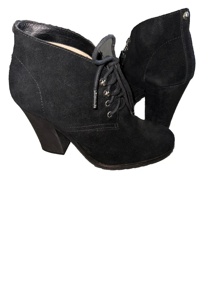 Michael Kors Botines de Gamuza de Cuero para Mujer Talla 9 Negro Tacón Botas Zapatos Foto 1 de 4