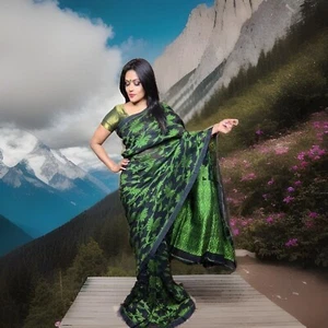 Indian Pakistani Wedding Linen Cotton Saree Designer Bollywood Party Wear - Picture 1 of 4