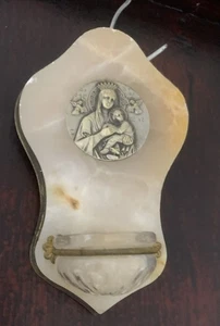 Antique Agate & Brass Holy Water Font Jesus France Benitier - Picture 1 of 11