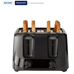 Mainstays 4-Slice Toaster Black with 6 Shade Settings and Removable Crumb Tray - Picture 1 of 5