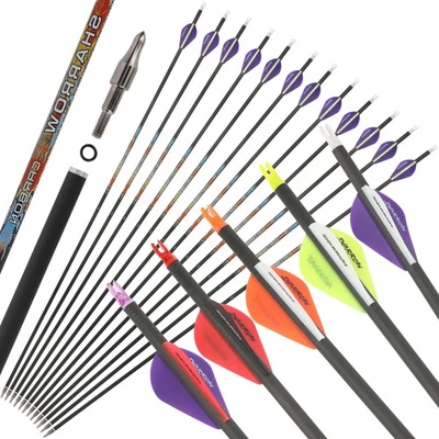 6/12 X 31'' Archery Arrow Pure Carbon SP250-600 2'' Feather Bow Hunting Shooting - Image 1 of 4