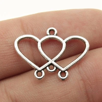 Liquidación 50 PIEZAS Pendientes CORAZÓN Plata Antigua Conector Dije XCS49 Foto 1 de 3