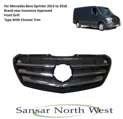 For Mercedes Benz Sprinter - Front Upper Grill (With chrome) 2013 to 2018 Models - Image 1 of 4