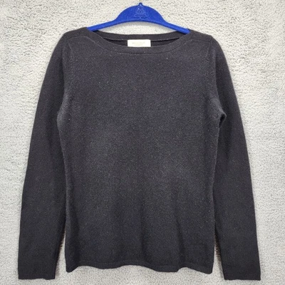 Peck & Peck Cashmere Sweater Women's Sz Medium 2 Ply Black Boat Neck Long Sleeve - Image 1 of 4