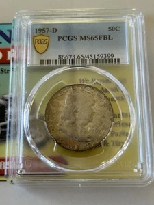 1957-D PCGS MS65 FBL. Getönt. 50 Cent Stück. Lot #35. - Bild 1 von 5