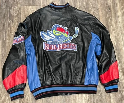 VTG Columbus Blue Jackets CBJ NHL Carl Banks G-III Leather Jacket Sz L, Pristine - Image 1 of 4