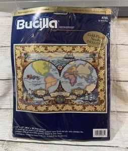 De colección 1998 Bucilla Mapa del Viejo Mundo Needlepoint 4785 12" x 16" Nuevo en Paquete Tub4 - Imagen 1 de 3