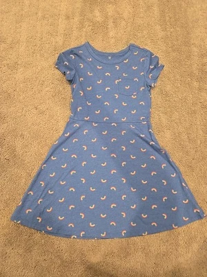 Kids Girls Gap Kids Blue Short Sleeve Dress With Rainbows Size L - Image 1 of 4