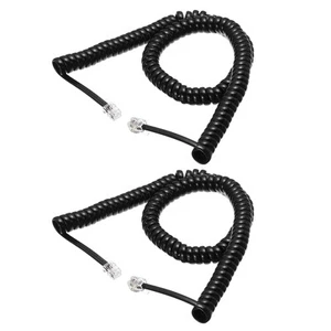 2 Pack Phone Cord for Landline, 13ft RJ9 4P4C Telephone Handset Cord Black - Zdjęcie 1 z 5
