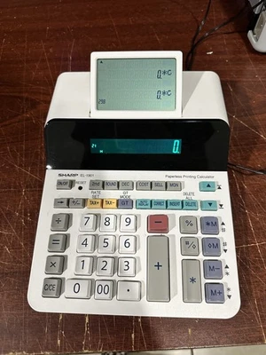 Sharp EL-1901 Paperless Printing Calculator Accounting Working w/ Pwr adapter - Image 1 of 4