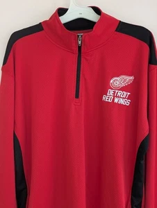Vtg Detroit Red Wings 1/4 Zip Warmup Pullover Mens XL 46/48 Licensed NHL - Picture 1 of 18