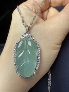 翡翠A貨100% untreated Grade A Blue Jadeite 老坑冰叶子 S925 Certified - Picture 1 of 9