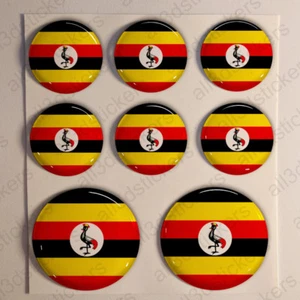 Stickers Uganda Gel Domed Resin 3D Flags Uganda Vinyl Sticker Decals Helmet Car - Picture 1 of 1