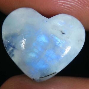 9.80 CT 100% Natural White Rainbow Moonstone Heart Cabochon 16x12x5 mm Gemstone