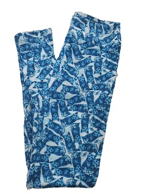 Lularoe Nwt Unicorn OS Blue Cat With Mouse Leggings - Image 1 of 4