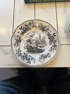 ENOCH WOOD & SONS :: Antique BLACK TRANSFERWARE 9 1/4” PLATE “Pagoda” ENGLANDf - Picture 1 of 12
