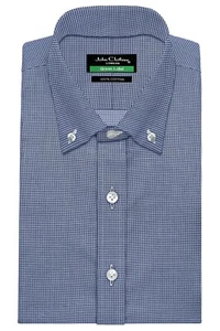 Camisa polo John Clothier abotonada cuello vintage azul marino pata de perro para hombre - Imagen 1 de 9