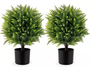 Artificial Topiary Ball Trees 21" Tall UV Resistant Faux Bushes, Set of 2 - Picture 1 of 8