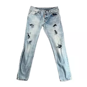 Dsquared2 Jeans Herren 31x33 Blau Slim Straight Destroyed Denim Button Fly Rock - Bild 1 von 17