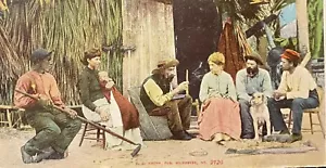 CARTOLINA FLORIDA NATIVI FLORIDIANI, CASA PALMETTO - GRUPPO ETNICO MULTI DI PERSONE - Foto 1 di 3
