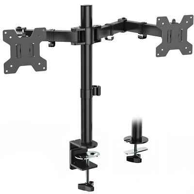 WALI Dual LCD Monitor Fully Adjustable Desk Mount Stand Fits 2 Screens up to ... - Image 1 of 4