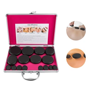Kit de Masaje 16x Piedras Calientes con Caja para Spa Cuerpo Masaje Relajante Terapia Negro - Imagen 1 de 11