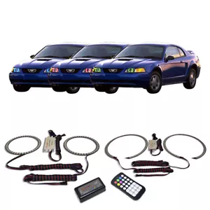 RGB Multi Color Angel Eye Headlight Halo kit for Ford Mustang 99-04 - Foto 1 di 11