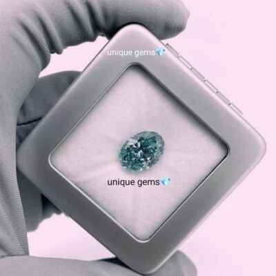 AAA+ 2 Ct fancy Green Color Diamond 7x9 mm Oval cut loose Grade VVS1 Gemstone - Image 1 of 4