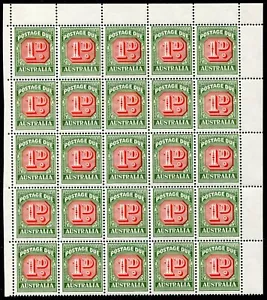 Australia postage due 1958-60 1d SG D.133 block of 25 u/m (cat. £50) fault - Picture 1 of 2