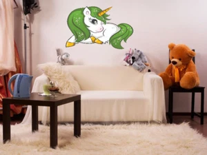 FULL COLOUR Unicorn Wall Art, 3D Sticker, Modern Transfer, Fantasy, PVC Decal, - Picture 1 of 4