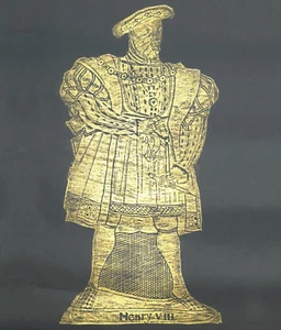Vintage Messing Reiben König Heinrich VIII Tudor England Historische Kunst Schwarz Gold - Bild 1 von 4