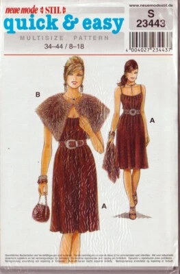 Neue Mode Stil 23443 Dress  Shawl Pattern Summer Misses Plus Size 8 to 18  - Image 1 of 2