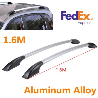 2Pcs 1.6M Silver & Black Aluminum Alloy Car Top Decoration Frame Luggage Rack US - Image 1 of 4