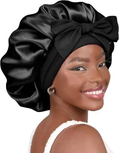 Satin Bonnet Silk Bonnet for Sleeping Double Layer Satin Lined Hair Bonnet with - Picture 1 of 6
